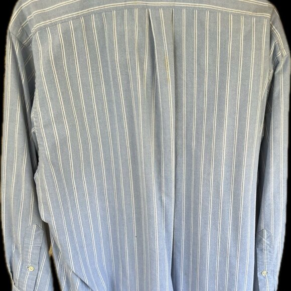 POLO Ralph Lauren Men's Blue Striped Button Down Oxford Shirt: 17-32/33 - Picture 4 of 6